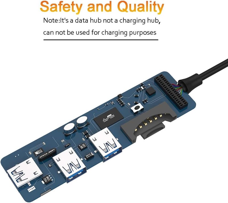 TSUPY USB 3.0 Hub 5 az 1-ben, 3 Port + SD TF Kártyaolvasó, 1.2m Kábel