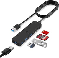 USB 3.0 rozbočovač TSUPY 5 v 1, 3x USB 3.0 + čítačka kariet SD/TF, 120 cm kábel - čierny 2