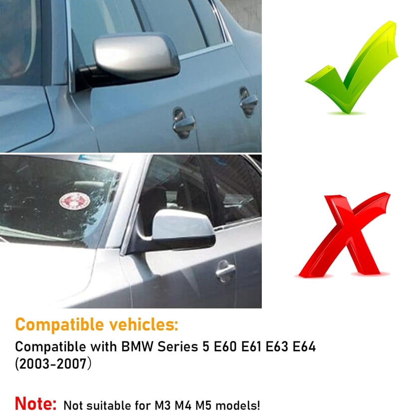 TTCR-II BMW 5-ös E60 E61 6-os E63 E64 tükörház fedél fényes fekete 2003-2007
