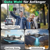 TTROARDS Összecsukható Drón 1080P HD Kamerával - Kefementes Motor, 40 km/h Sebesség, Szélvédelem, Távirányítós Quadcopter Kezdőknek és Halad 5
