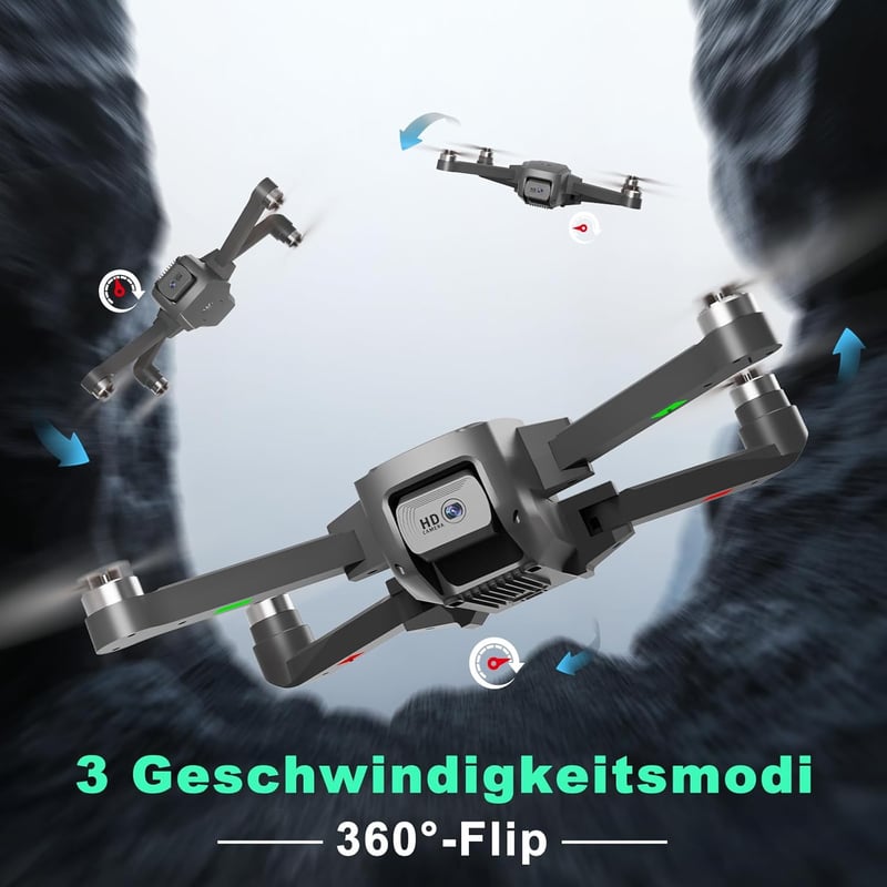TTROARDS Összecsukható Drón 1080P HD Kamerával - Kefementes Motor, 40 km/h Sebesség, Szélvédelem, Távirányítós Quadcopter Kezdőknek és Halad