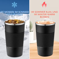 Cană Termos TTSTOIEE 510 ml, Pahar Termo pentru Cafea Negru, Oțel Inoxidabil cu Pereți Dubli și Izolație în Vid, Cană Portabilă pentru Cafea și Ceai, Menține Băuturile Reci și Calde 7