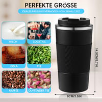 Cană Termos TTSTOIEE 510 ml, Pahar Termo pentru Cafea Negru, Oțel Inoxidabil cu Pereți Dubli și Izolație în Vid, Cană Portabilă pentru Cafea și Ceai, Menține Băuturile Reci și Calde 2