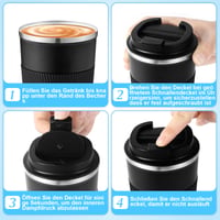 Cană Termos TTSTOIEE 510 ml, Pahar Termo pentru Cafea Negru, Oțel Inoxidabil cu Pereți Dubli și Izolație în Vid, Cană Portabilă pentru Cafea și Ceai, Menține Băuturile Reci și Calde 5