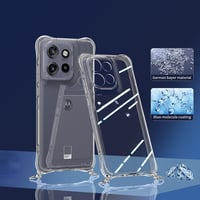 TTSWJBD Átlátszó Telefontok Nyakpánttal Motorola Moto Edge 50 Neo - Levehető Zsinórral, Képernyővédővel, Állítható Hosszúságú Nyakbaakasztha 2