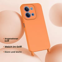 Puzdro TTSWJBD pre Xiaomi Redmi 14C s náhrdelníkom a ochranným tvrdeným sklom, čierny, nárazuvzdorný priehľadný silikónový zadný kryt s odnímateľnou šnúrkou 3