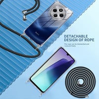 TTSWJBD maska za Xiaomi Redmi 14C s vezicom i zaštitnim staklom za ekran, crna, prozirna silikonska maska otporna na udarce s odvojivom vezicom 5