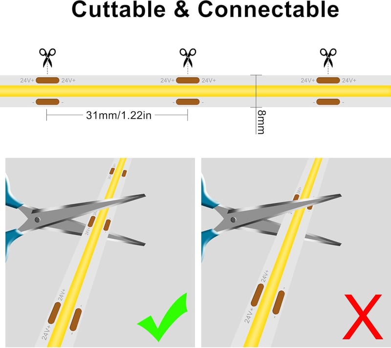 TTWAY COB LED szalag 10m meleg fehér 2700K dimmelhető távirányítóval