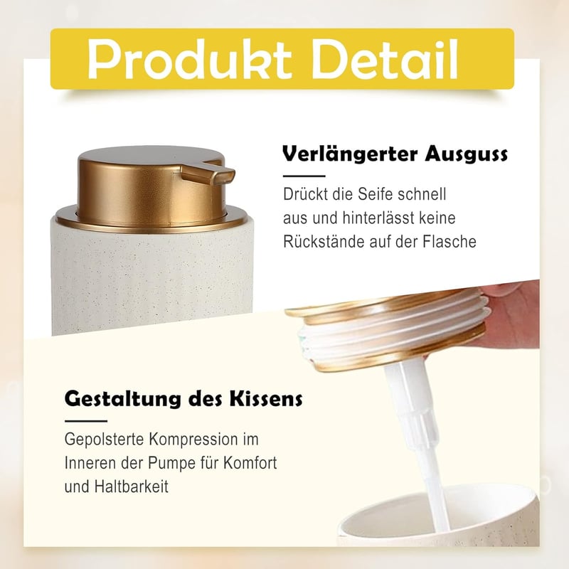 TUAKIMCE Kerámia Szappanadagoló 250ml Matte Beige Konyha Fürdőszoba