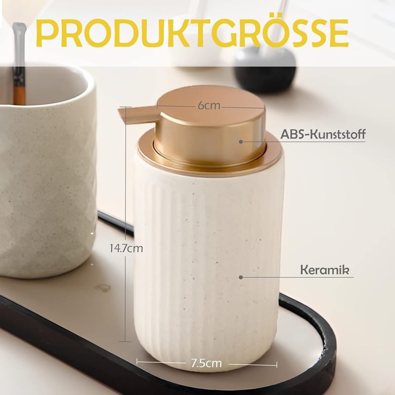 TUAKIMCE Kerámia Szappanadagoló 250ml Matte Beige Konyha Fürdőszoba