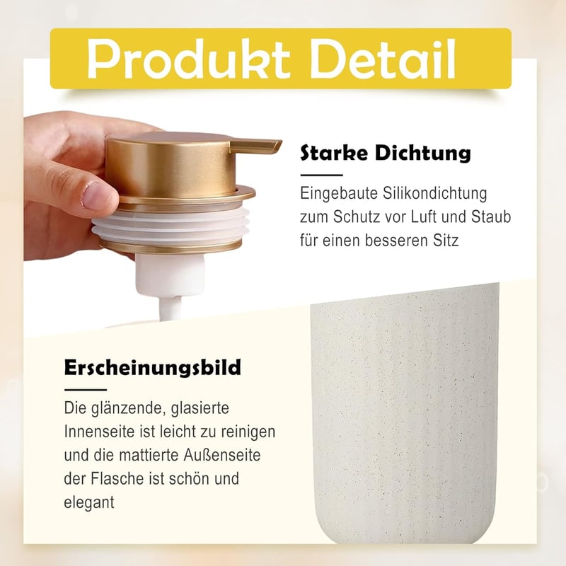 TUAKIMCE Kerámia Szappanadagoló 250ml Matte Beige Konyha Fürdőszoba