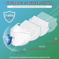 TubeRoo FFP2 respirátor s ventilom, rybí tvar, 10 ks, na veľkú hlavu, protiprachový respirátor s výdychovým ventilom, s hlavovým upevnením, proti jemnému prachu 6