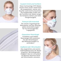 TubeRoo FFP2 respirátor s ventilom, rybí tvar, 10 ks, na veľkú hlavu, protiprachový respirátor s výdychovým ventilom, s hlavovým upevnením, proti jemnému prachu 2