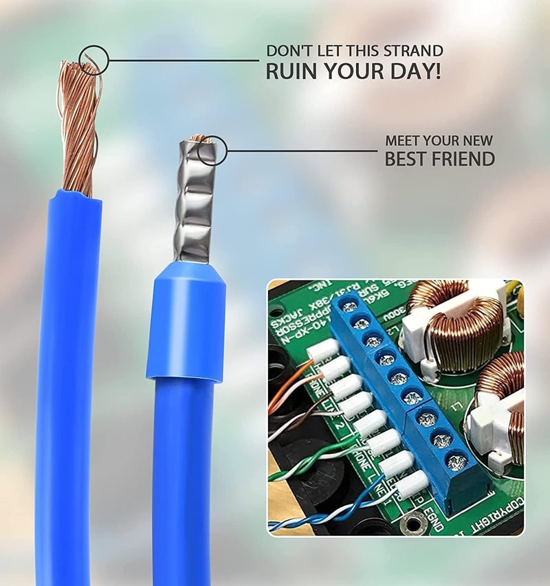 Tubtap Krimpelő Fogó Készlet 1200 db Érvéghüvellyel, Elektromos Szereléshez, Ergonomikus Fogantyúval, Piros
