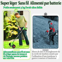 Tucssarg 21V Akkus Fűnyíró 4000mAh 2 Akkuval Töltővel Kerékkel és 3 Pengefej 7