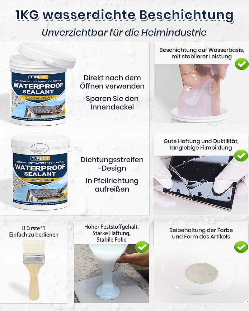Tufinein Átlátszó Vízhatlan Szigetelő Tömítés 1kg Univerzális Szellőző