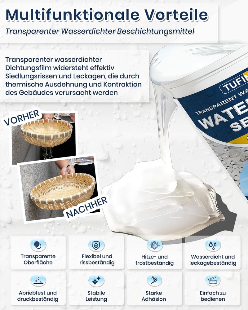 Tufinein Átlátszó Vízhatlan Szigetelő Tömítés 1kg Univerzális Szellőző