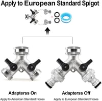 TUIBEIDAMAI 2-utas 3/4" vízelosztó sárgarézből - Mosógép, mosogatógép, kerti locsoló csatlakozó adapter elzáró golyóscsappal 6