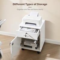 TUKAILAi Mobil Irattartó Szekrény 1 Fiók 1 Ajtó Zárható Kerekekkel A4 Papírhoz - 1, White 3