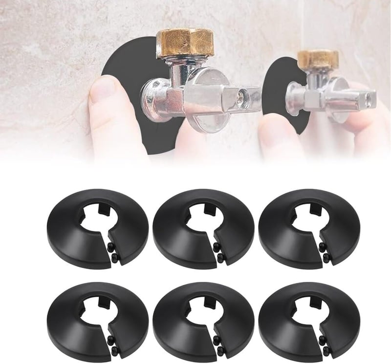 TUKNN Fűtőcsőlezáró Rozetta 12mm Fekete Műanyag Csőtakaró 6db