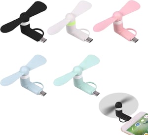 TUKNN mini mobiltelefon ventilátor USB Type-C, hordozható - 5 db (fekete, fehér – 3 db-os csomag