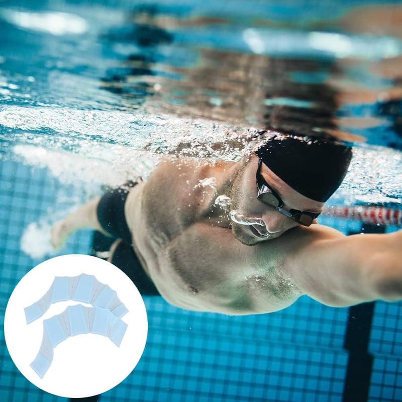 TUKNN Mănuși de înot cu membrană, albastre, silicon, labe de înot pentru mâini, sporturi acvatice, scufundări, surfing, accesoriu de antrenament, mărimea M, 1 pereche