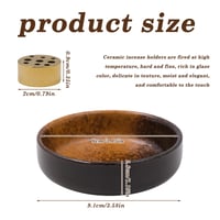 TULEBOLIAN Bol ceramic pentru tămâie, suport lucrat manual pentru bețișoare parfumate cu glazură de oxid de fier - Bol rotund pentru tămâie și conuri, diametru 9 cm 2