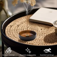 TULEBOLIAN Bol ceramic pentru tămâie, suport lucrat manual pentru bețișoare parfumate cu glazură de oxid de fier - Bol rotund pentru tămâie și conuri, diametru 9 cm 3