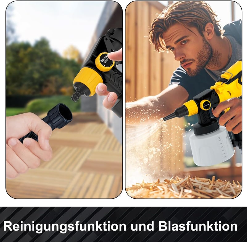 Tulipgril Akkumulátoros Festékszóró Rendszer, Makita 20V Kompatibilis, 5 Fúvókával, 1000ml/perc, 1400ml Tartállyal, Fal- és Bútorfestéshez