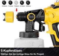Tulipgril Akkumulátoros Festékszóró Rendszer, Makita 20V Kompatibilis, 5 Fúvókával, 1000ml/perc, 1400ml Tartállyal, Fal- és Bútorfestéshez 8