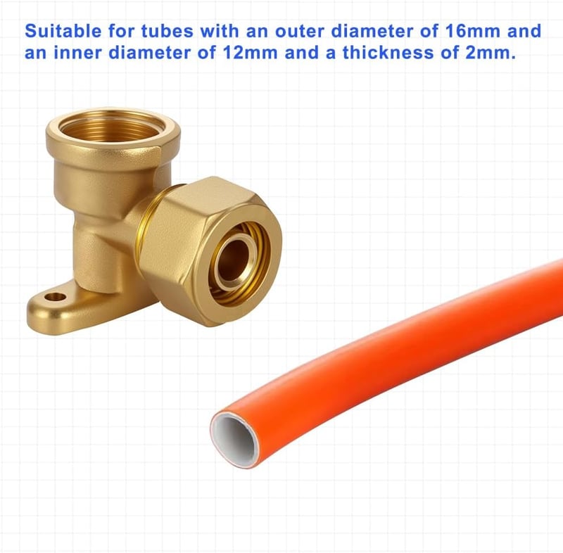 Tulov 16x2,0 mm DVGW 1/2 hüvelyk női menetes 90 fokos szögátmenet kompozit csőcsatlakozó, 2 db