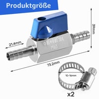 Tulov nerezový guľový ventil s 10 mm hadicovou prípojkou, 2 hadicovými sponami, uzatvárací ventil na vodu, plyn, olej, palivo, záhradné zavlažovanie 2