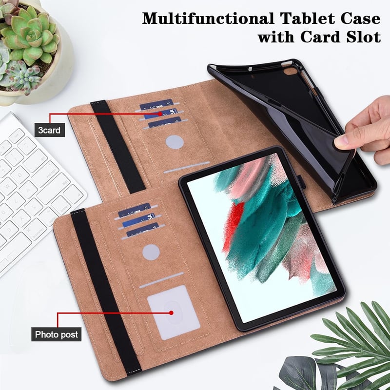 TUOLISG Samsung Galaxy Tab A9 8.7" Védőtok Állvánnyal Peach Gyémánt Minta