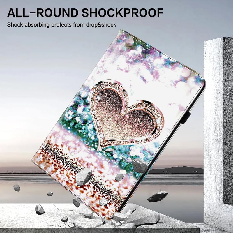 TUOLISG Samsung Galaxy Tab A9 8.7" Védőtok Állvánnyal Peach Gyémánt Minta