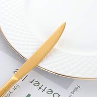 TUPMFG set pribora za jelo od nehrđajućeg čelika, 16 komada - nož, vilica, žlica, žličica za 4 osobe, zrcalni sjaj, perivo u perilici posuđa, zlatni 4