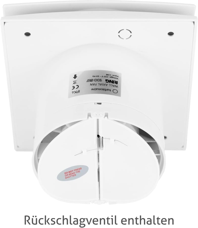 Turbionaire RING 100 SW fürdőszobai ventilátor 100mm fehér visszacsapó szeleppel