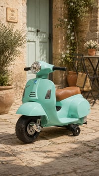 Elektrická detská kolobežka TURBO CHALLENGE Vespa GTS 119151 – 6V batéria, max. 25 kg, od 18 mesiacov, vodovo zelená 10