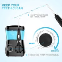 TUREWELL Elektromos Szájzuhany 10 Nyomásszinttel, 8 Fejjel - 600ml IPX7 Vízálló Fogköztisztító Készülék Otthoni Használatra, Fekete 3