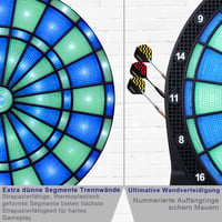 Turnart elektronikus darts tábla LED megvilágítással, 6 nyíllal, zöld 4
