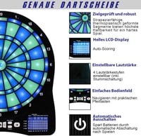 Turnart elektronikus darts tábla LED megvilágítással, 6 nyíllal, zöld 3