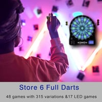 Turnart elektronikus darts tábla LED megvilágítással, 6 nyíllal, zöld 6