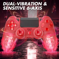 Controler wireless PS4 TURPOW, gamepad Bluetooth, vibrații cu motor dublu, senzor cu 6 axe, Turbo, touchpad, audio, iluminare RGB, compatibil PC 3
