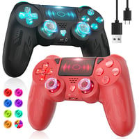Controler wireless PS4 TURPOW, gamepad Bluetooth, vibrații cu motor dublu, senzor cu 6 axe, Turbo, touchpad, audio, iluminare RGB, compatibil PC 1