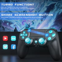 Controler wireless PS4 TURPOW, gamepad Bluetooth, vibrații cu motor dublu, senzor cu 6 axe, Turbo, touchpad, audio, iluminare RGB, compatibil PC 5