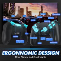 Controler wireless PS4 TURPOW, gamepad Bluetooth, vibrații cu motor dublu, senzor cu 6 axe, Turbo, touchpad, audio, iluminare RGB, compatibil PC 6
