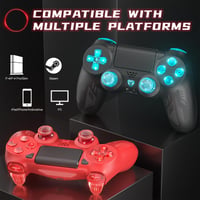 Controler wireless PS4 TURPOW, gamepad Bluetooth, vibrații cu motor dublu, senzor cu 6 axe, Turbo, touchpad, audio, iluminare RGB, compatibil PC 2