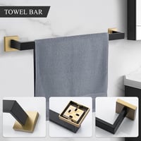 TURS 5 részes fürdőszobai szett törölközőtartó horog wc papír tartó fekete-arany - Black + Gold 2