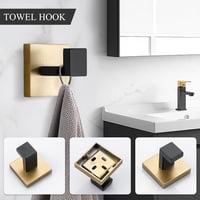 TURS 5 részes fürdőszobai szett törölközőtartó horog wc papír tartó fekete-arany - Black + Gold 3