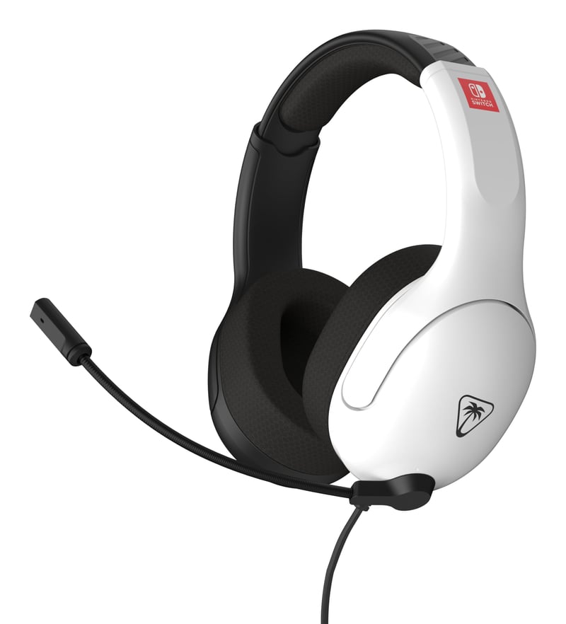 Káblový herný headset Turtle Beach Airlite Fit čierno-biely pre Nintendo Switch, Switch Lite a Switch OLED, mikrofón s funkciou stlmenia odklopením (flip-to-mute), cez uši (over-ear)
