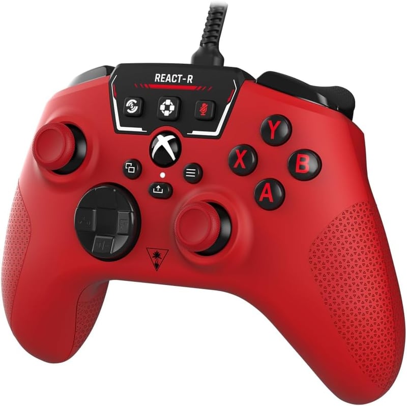 Turtle Beach React-R vezetékes játékvezérlő piros audio vezérléssel, programozható gombok, texturált markolat Xbox Series X S, Xbox One, PC